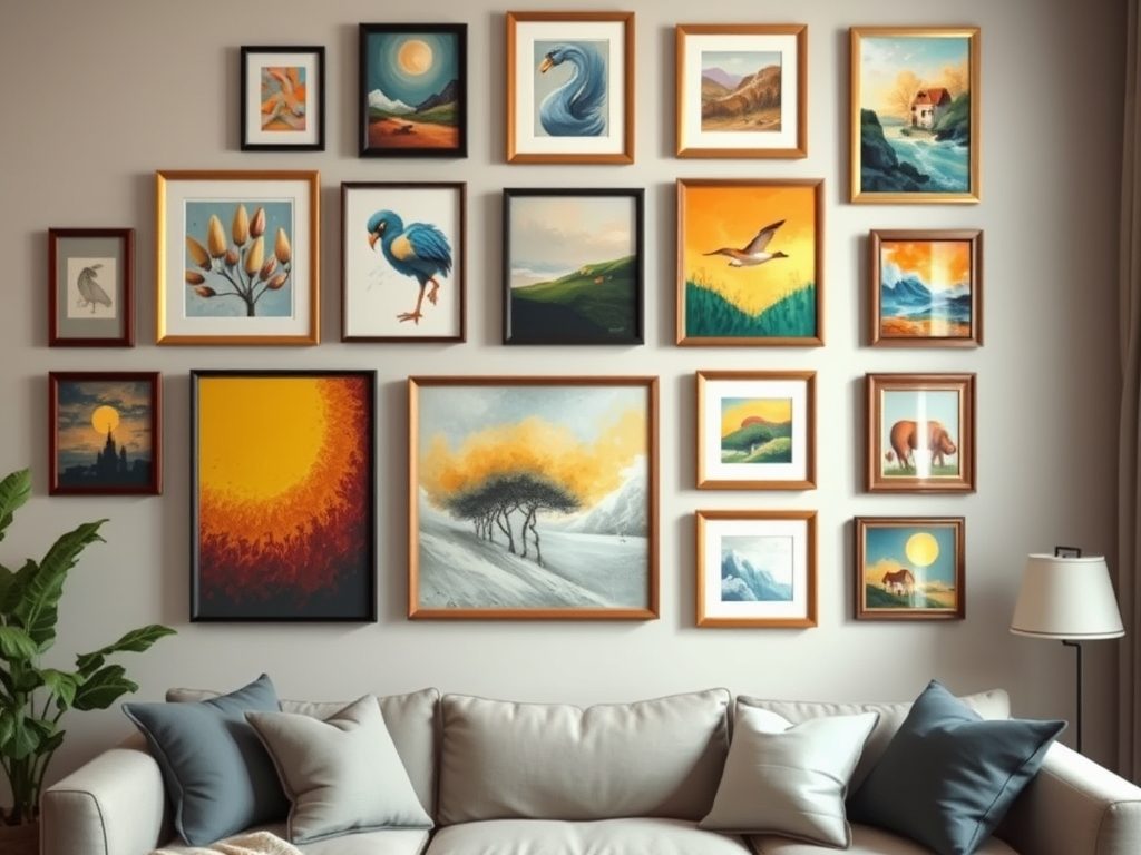 Obrazy i galeria ścienna jako subtelne narzędzia do wydzielania funkcjonalnych stref w domu bez remontu