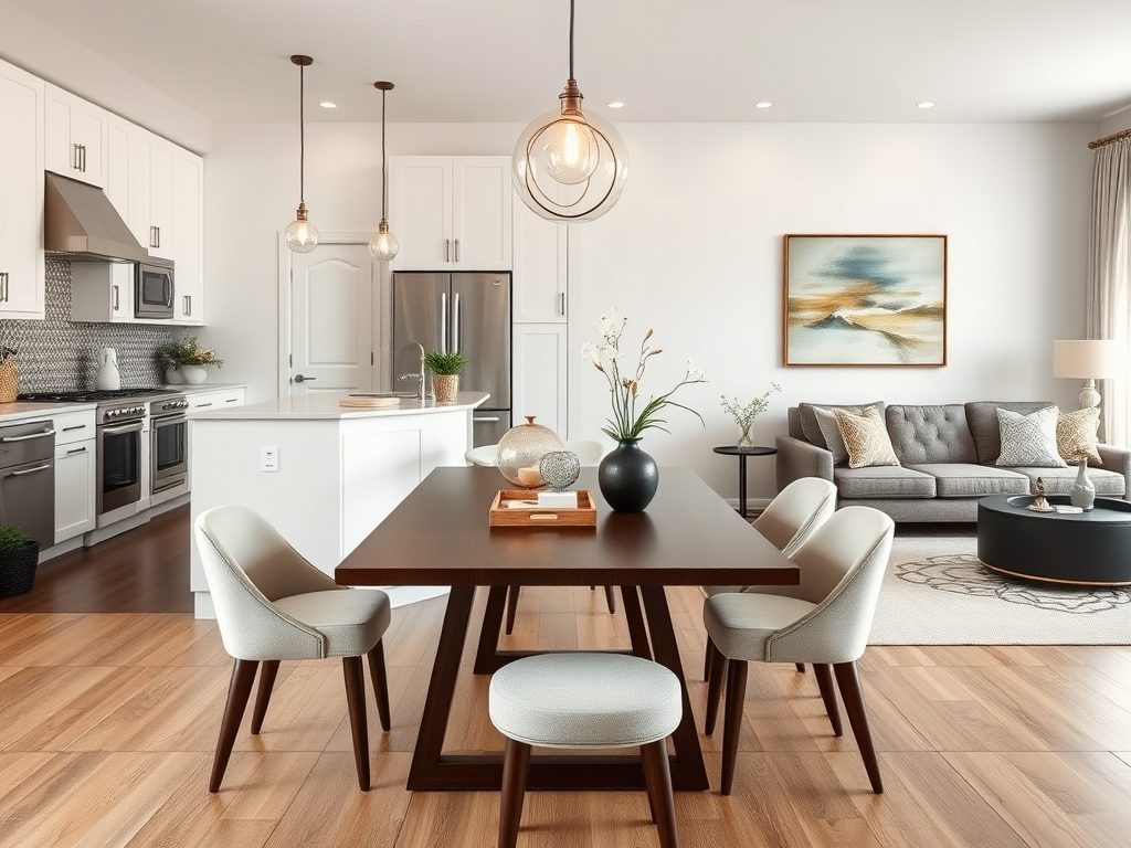 Stół w otwartej kuchni i salonie: funkcjonalny podział przestrzeni bez błędów aranżacyjnych