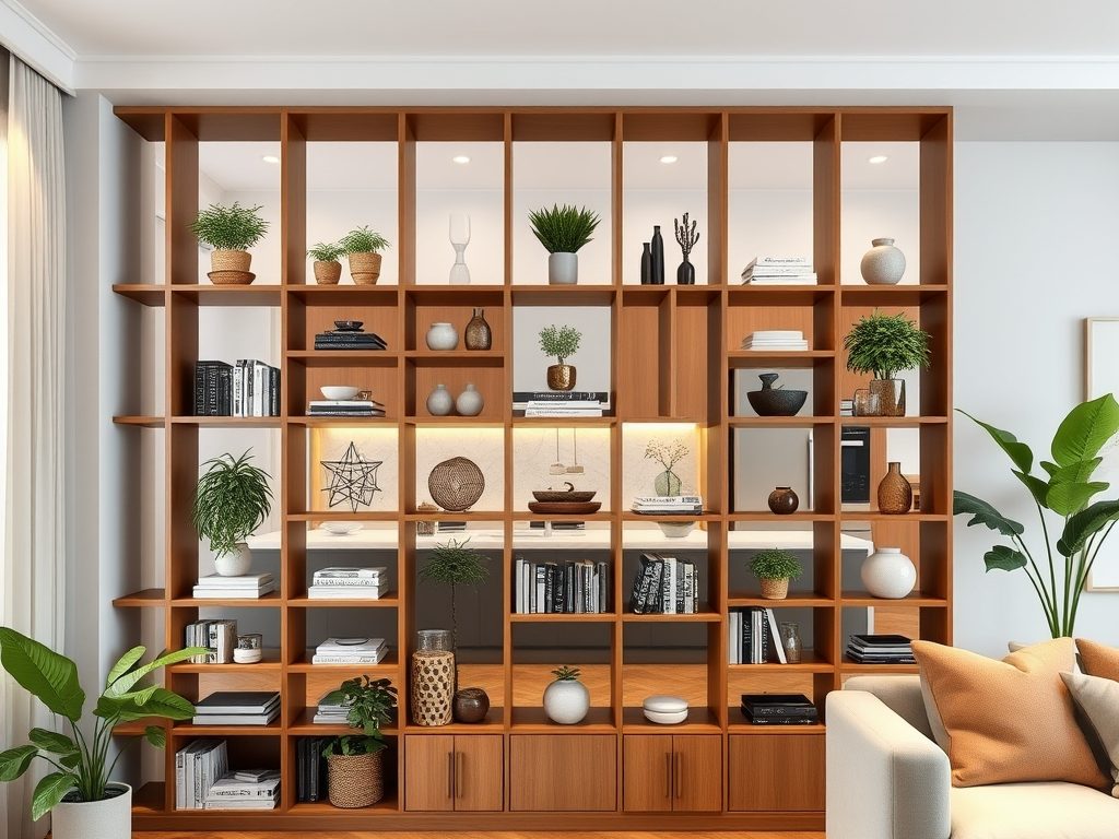 Regał między kuchnią a salonem jako praktyczna i stylowa granica stref w otwartym wnętrzu