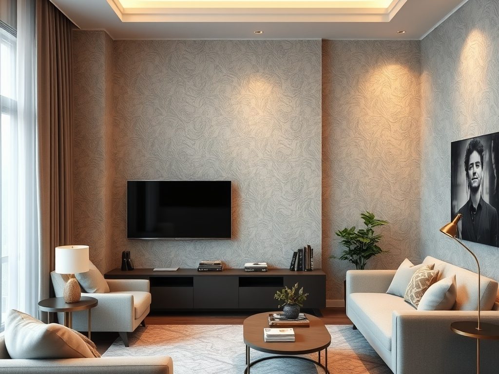 Tapeta jako subtelny podział stref w salonie – jak łączyć funkcjonalność z estetyką