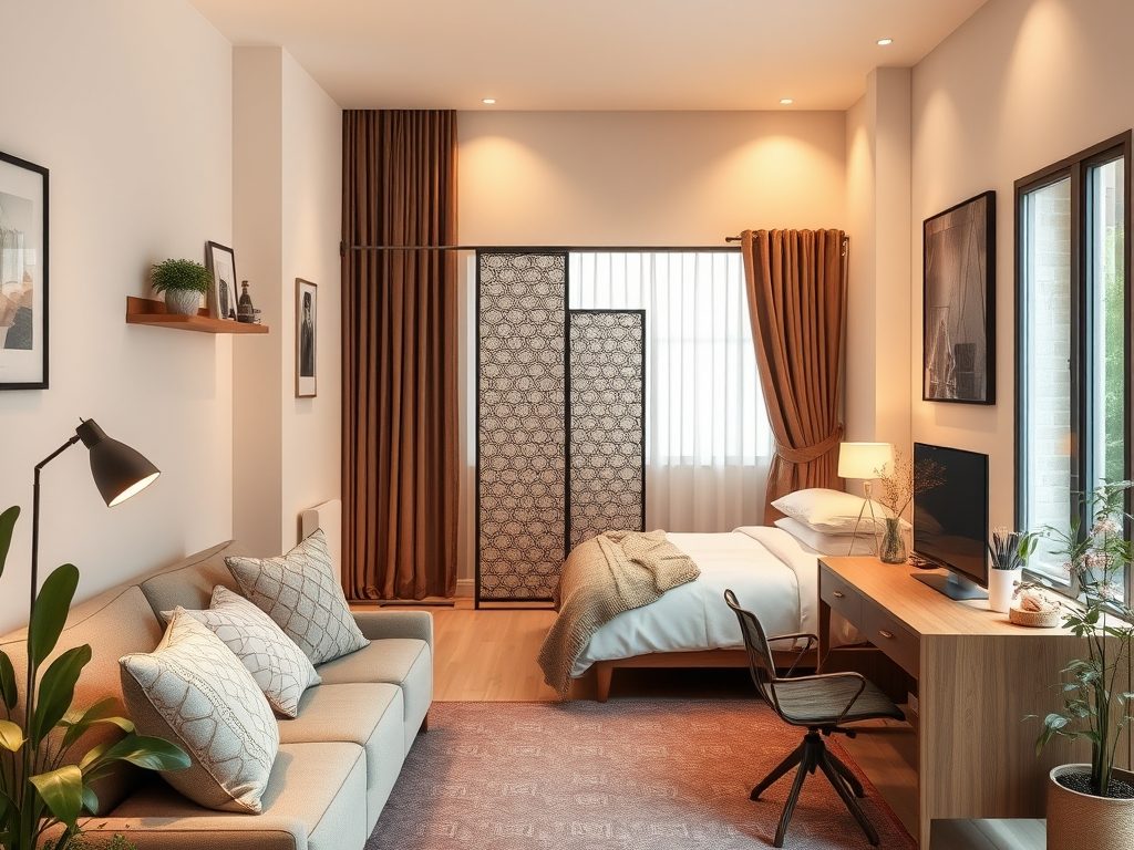 Pokój dzienny z sypialnią: praktyczne sposoby strefowania i optymalizacji małej przestrzeni